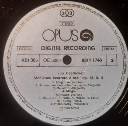 Joseph Haydn / Ludwig van Beethoven - The Slovak Quartet : String Quartet In D Major, Op. 20, No. 4 / String Quartet In C Minor, Op. 18, No. 4 (LP, Album)
