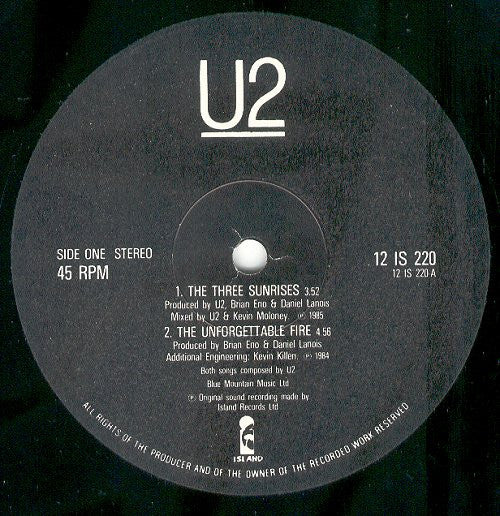 U2 : The Unforgettable Fire (12", Single)