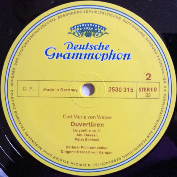 Carl Maria von Weber, Berliner Philharmoniker, Herbert von Karajan : Ouvertüren = Overtures (LP)