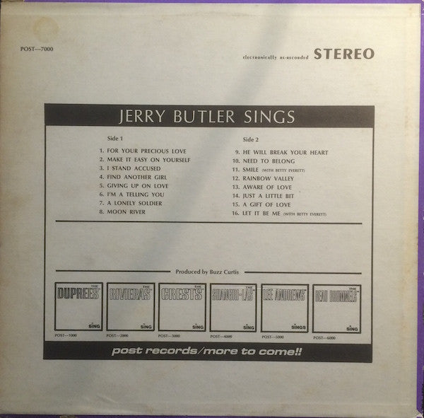 Jerry Butler : Jerry Butler Sings (LP, Comp)