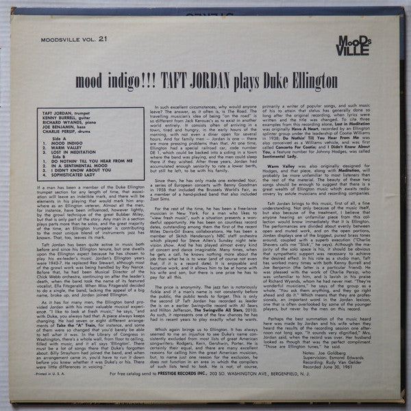 Taft Jordan : Mood Indigo!!! Taft Jordan Plays Duke Ellington (LP, Album)