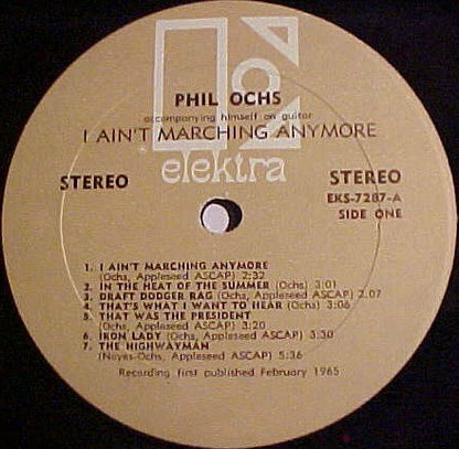 Phil Ochs : I Ain't Marching Anymore (LP, Album, RE, All)