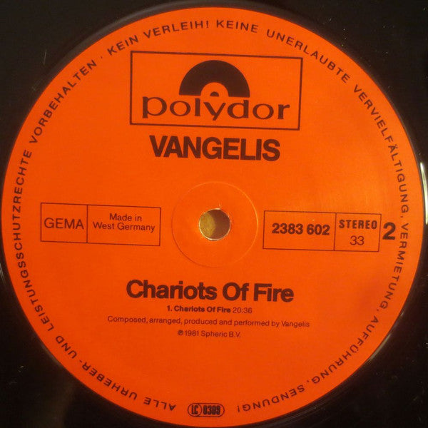 Vangelis : Chariots Of Fire (Music From The Original Soundtrack) (LP, Album)