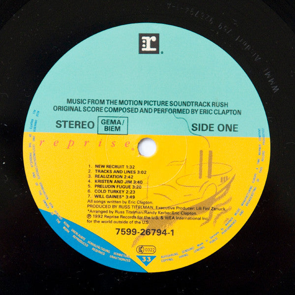 Eric Clapton : Music From The Motion Picture Soundtrack - Rush (LP, Album)