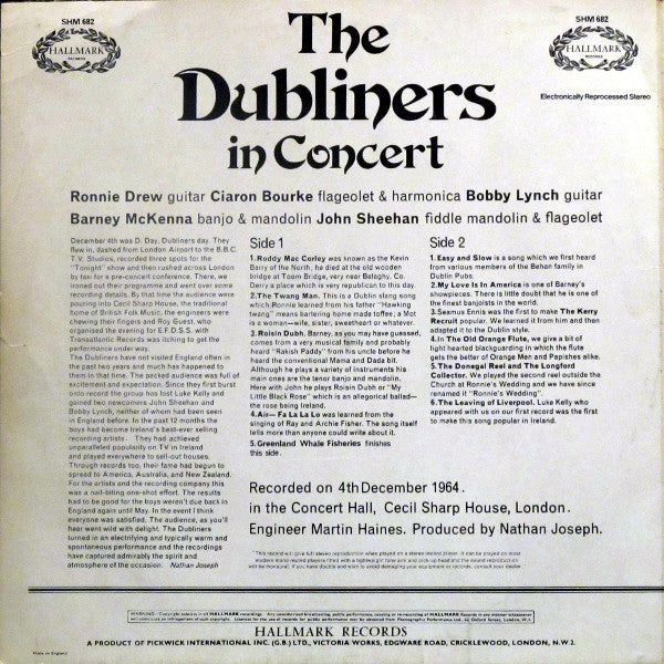 The Dubliners : In Concert (LP, Album, RE)