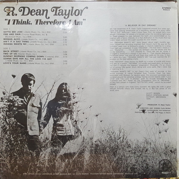 R. Dean Taylor : I Think, Therefore I Am (LP, Album)