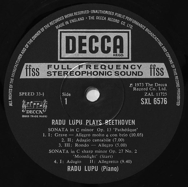 Ludwig van Beethoven, Radu Lupu : Piano Sonata Op. 27 No. 2 "Moonlight" / Piano Sonata Op. 13 "Pathetique" / Piano Sonata Op. 53 "Waldstein" (LP)