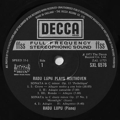 Ludwig van Beethoven, Radu Lupu : Piano Sonata Op. 27 No. 2 "Moonlight" / Piano Sonata Op. 13 "Pathetique" / Piano Sonata Op. 53 "Waldstein" (LP)