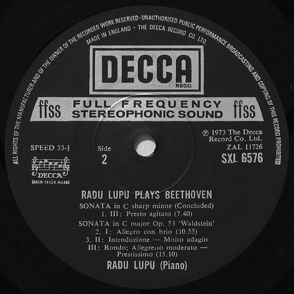 Ludwig van Beethoven, Radu Lupu : Piano Sonata Op. 27 No. 2 "Moonlight" / Piano Sonata Op. 13 "Pathetique" / Piano Sonata Op. 53 "Waldstein" (LP)