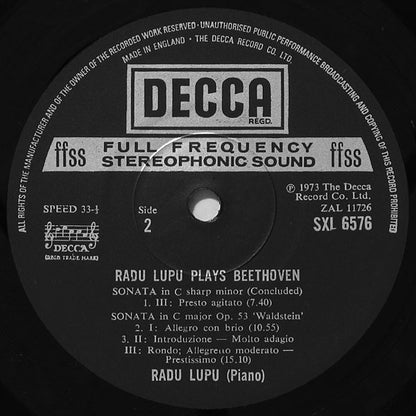 Ludwig van Beethoven, Radu Lupu : Piano Sonata Op. 27 No. 2 "Moonlight" / Piano Sonata Op. 13 "Pathetique" / Piano Sonata Op. 53 "Waldstein" (LP)