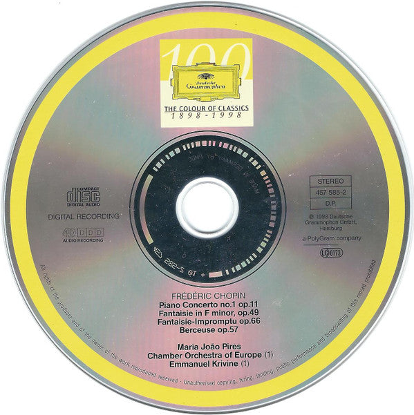 Frédéric Chopin, Maria João Pires, Emmanuel Krivine, The Chamber Orchestra Of Europe : Piano Concerto No. 1 • Fantaisie Op. 49 • Fantaisie-Impromptu Op. 66 • Berceuse Op. 57 (CD)