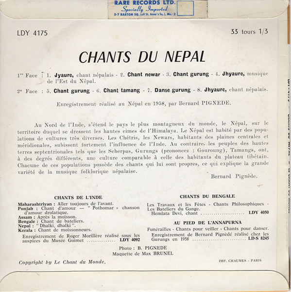 Various : Chants Du Népal (7", EP)