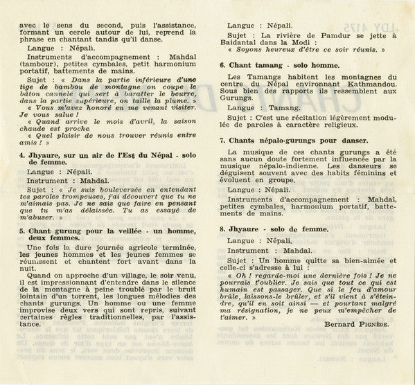 Various : Chants Du Népal (7", EP)