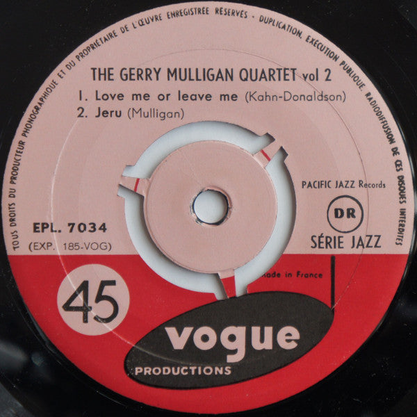 Gerry Mulligan Quartet : The Gerry Mulligan Quartet Vol. 2 (7", EP, 3-p)