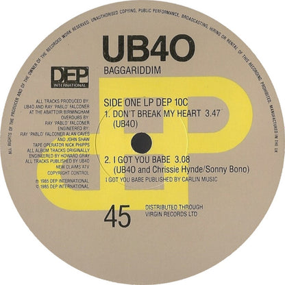 UB40 : Baggariddim (LP, Album, Gat + 12")