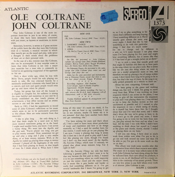 John Coltrane : Olé Coltrane (LP, Album, RE, PR )