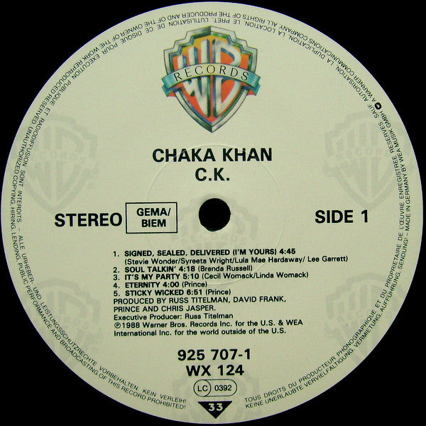 Chaka Khan : CK (LP, Album)