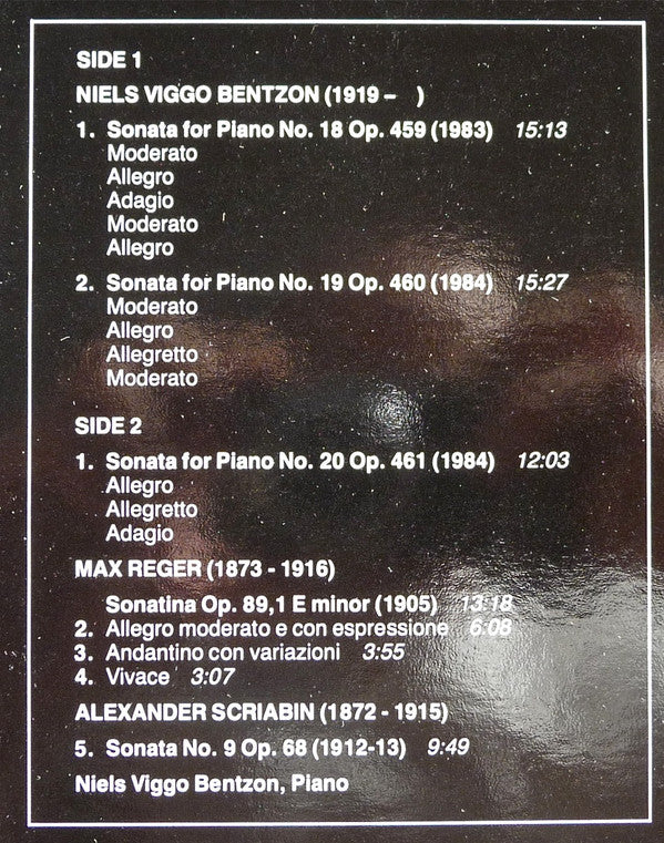 Niels Viggo Bentzon / Max Reger, Alexander Scriabine, Niels Viggo Bentzon : Piano (LP, Album)