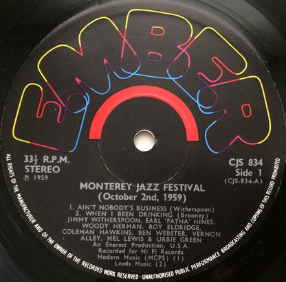 Various : 1959 Monterey Jazz Festival (LP, Album, RE)