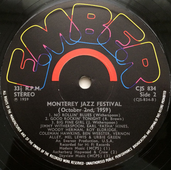 Various : 1959 Monterey Jazz Festival (LP, Album, RE)