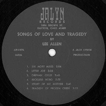 Lee Allen (6) : Songs Of Love And Tragedy (LP)