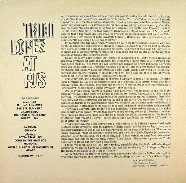 Trini Lopez : Trini Lopez At PJ's (LP, Album)