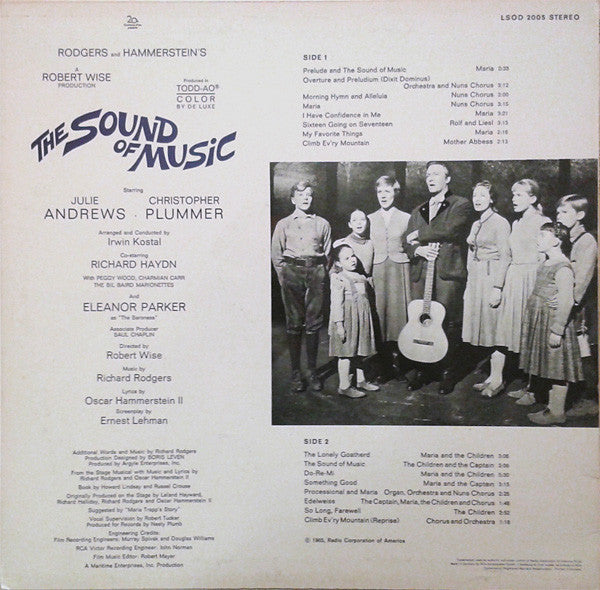 Rodgers & Hammerstein / Julie Andrews, Christopher Plummer, Irwin Kostal : The Sound Of Music (An Original Soundtrack Recording) (LP, Album)