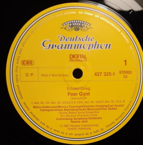 Edvard Grieg - Göteborgs Symfoniker, Neeme Järvi : Peer Gynt - Highlights (LP)
