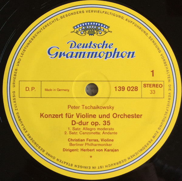 Pyotr Ilyich Tchaikovsky - Christian Ferras, Herbert von Karajan, Berliner Philharmoniker : Violinkonzert D-dur Op.35 · Capriccio Italien Op.45 (LP, RP)