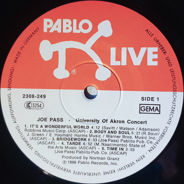 Joe Pass : University Of Akron Concert (LP)