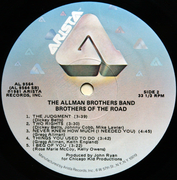 The Allman Brothers Band : Brothers Of The Road (LP, Album, Mon)