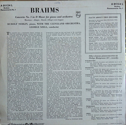 Johannes Brahms, The Cleveland Orchestra, George Szell, Rudolf Serkin : Concerto For Piano And Orchestra No. 1 In D Minor, Op. 15 (LP)