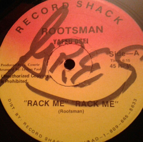 Rootsman : Rack Me-Rack Me / Black Wash / Everybody's World (12")