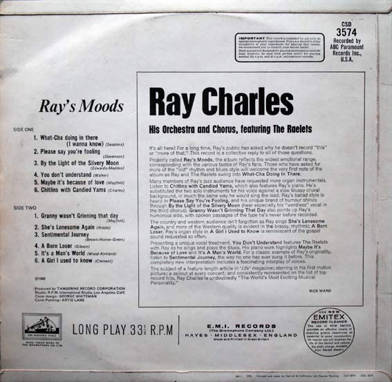 Ray Charles And His Orchestra : Ray's Moods (LP, Album)