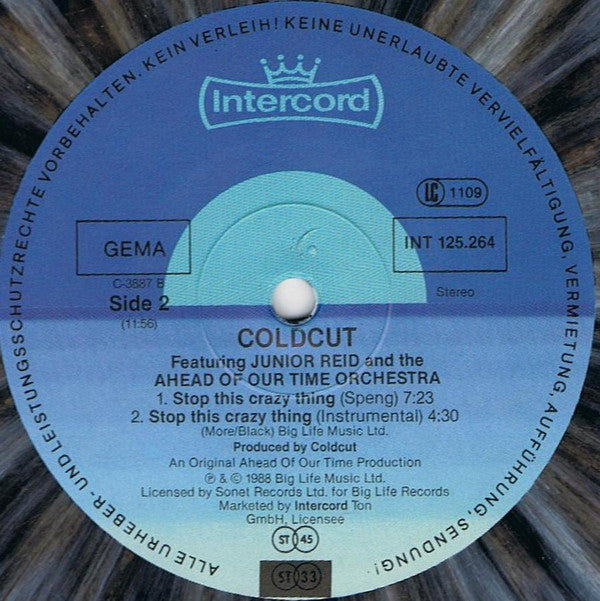 Coldcut Featuring Junior Reid And Ahead Of Our Time Orchestra : Stop This Crazy Thing (12", Maxi, Mar)