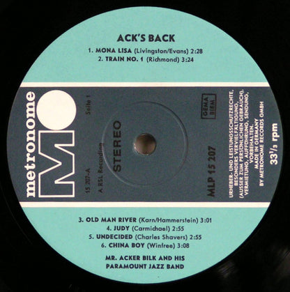 Acker Bilk And His Paramount Jazz Band : Ack's Back (LP, Album, RE)