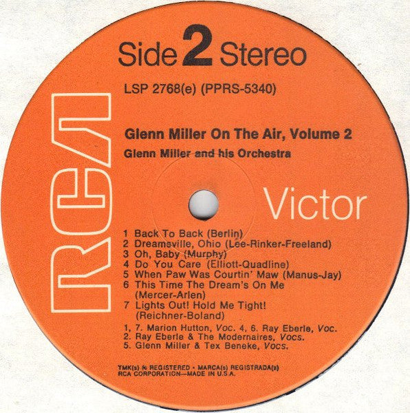 Glenn Miller And His Orchestra : Glenn Miller On The Air Volume 2 (LP, RP)