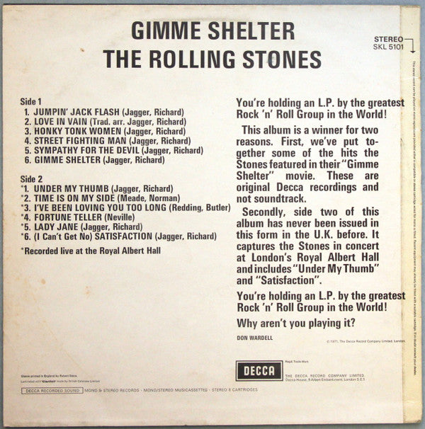 The Rolling Stones : Gimme Shelter (LP, Album, Comp)