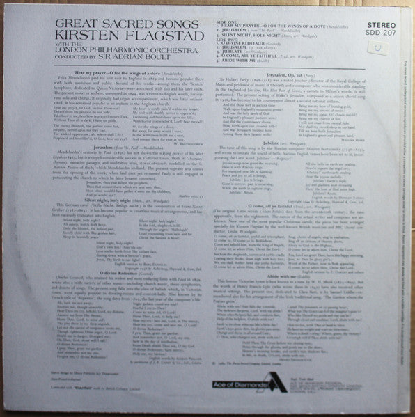 Kirsten Flagstad, London Philharmonic Orchestra, Sir Adrian Boult : Great Sacred Songs (LP, RE)