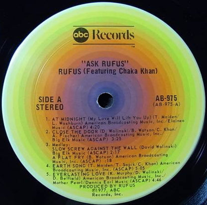 Rufus & Chaka Khan : Ask Rufus (LP, Album, Ter)