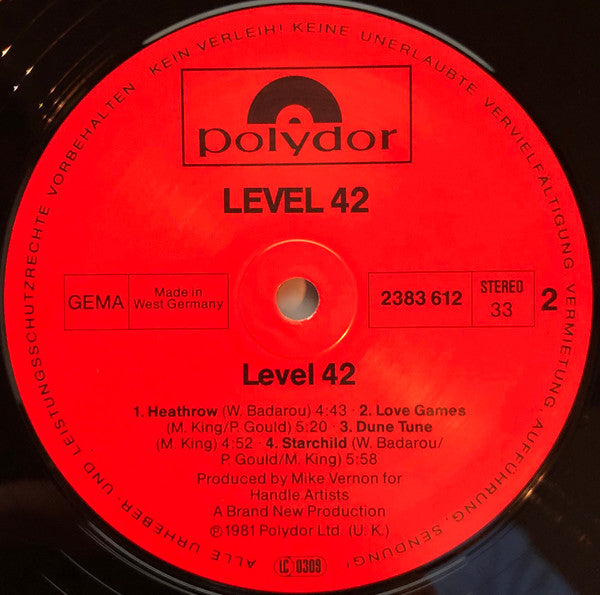 Level 42 : Level 42 (LP, Album)