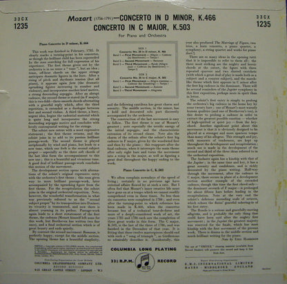 Wolfgang Amadeus Mozart, Walter Gieseking, Philharmonia Orchestra, Hans Rosbaud : Piano Concertos D Minor, K.466 • C Major, K.503  (LP, Mono)