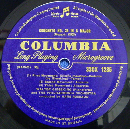 Wolfgang Amadeus Mozart, Walter Gieseking, Philharmonia Orchestra, Hans Rosbaud : Piano Concertos D Minor, K.466 • C Major, K.503  (LP, Mono)