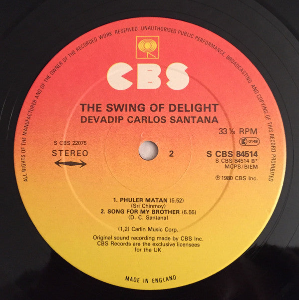 Carlos Santana : The Swing Of Delight (2xLP, Album)