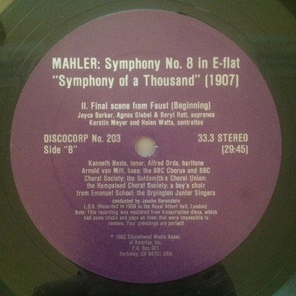 Gustav Mahler - Jascha Horenstein / London Symphony Orchestra, Heinrich Rehkemper / Das Orchester Der Staatsoper Berlin / Jascha Horenstein : Symphony No. 8 In E-Flat (2xLP, Mono, gat)