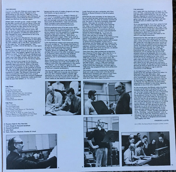 Gilbert & Sullivan - D'Oyly Carte Opera Company With The Royal Philharmonic Orchestra Conducted By Royston Nash : The Mikado (2xLP)