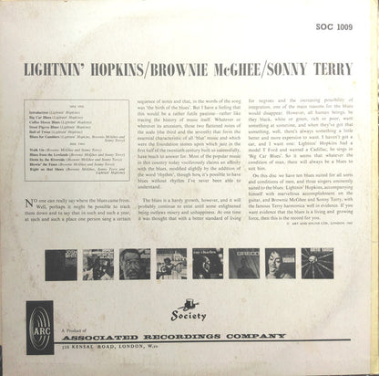Lightnin' Hopkins / Brownie McGhee / Sonny Terry : Lightnin' Sonny & Brownie (LP, Album, Mono)