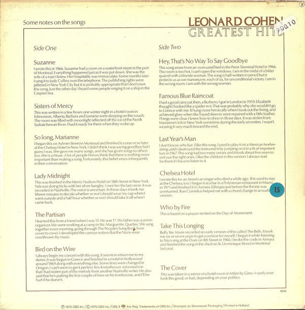 Leonard Cohen : Greatest Hits (LP, Comp)