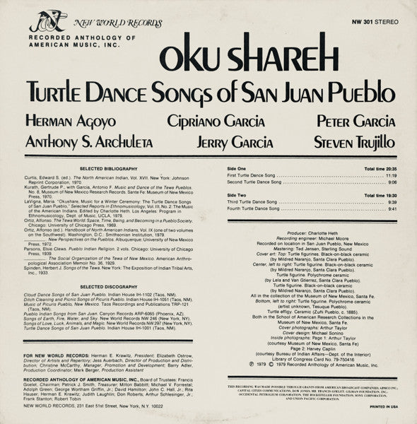 Various : Oku Shareh (Turtle Dance Songs Of San Juan Pueblo) (LP, Album)
