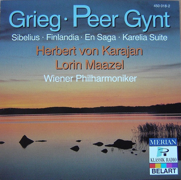 Edvard Grieg, Jean Sibelius, Herbert von Karajan, Horst Stein, Lorin Maazel, Wiener Philharmoniker, L'Orchestre De La Suisse Romande : Peer Gynt / Finlandia / En Saga / Karelia Suite (CD, Album, Comp)
